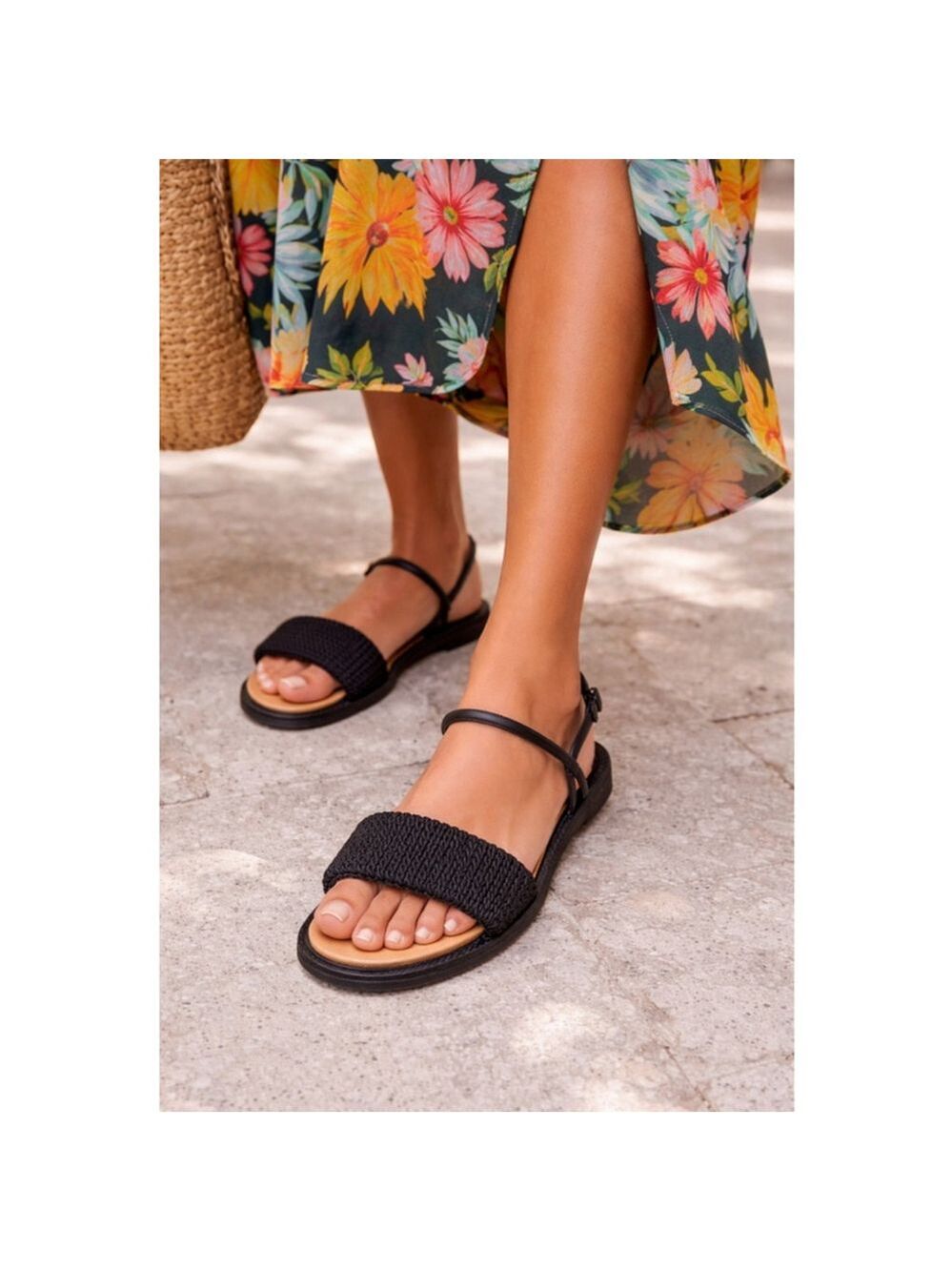 FARM Rio Black Woven Wedge Espadrille Sandals - Size 11